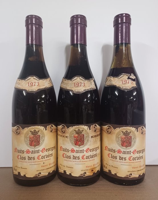 1973 Henri Gilles "Clos des Corvées" - Nuits St. Georges - 3 Bottles (0.75L)