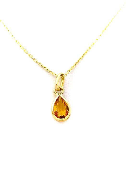 No Reserve Price - 0.50 carat Citrine - Necklace with pendant Yellow gold 