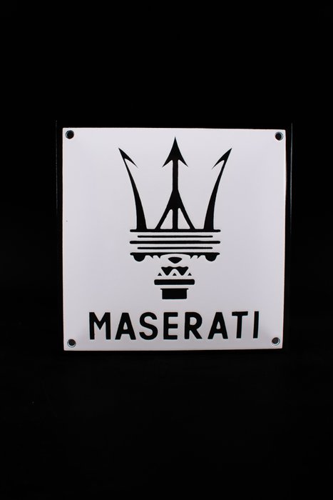 Sign - Maserati - B&W logo; enamel; relief; layering