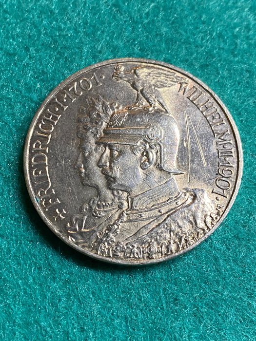 Germania, Imperiul, Germania, Prusia. Wilhelm II. (1888-1918). 5 Mark 1901 - 200-Jahrfeier des Königreichs  (Fără preț de rezervă)