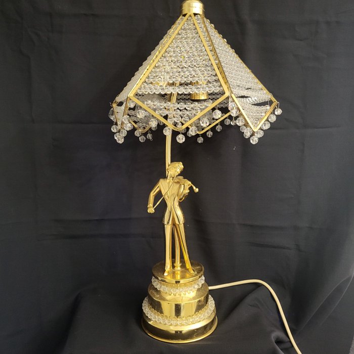 檯燈 - 黃銅和水晶
