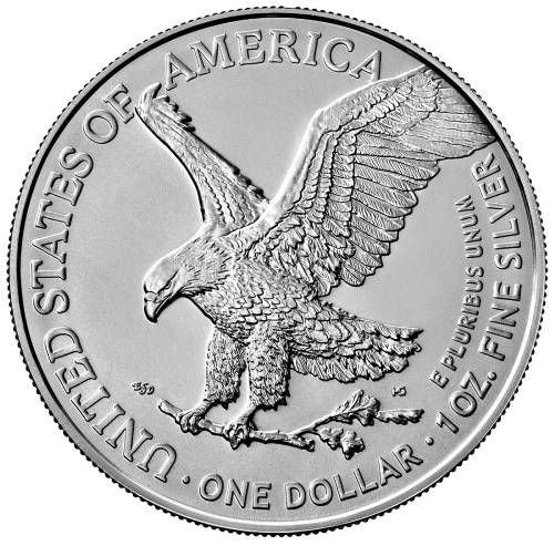 USA. 1 Dollar 2021 Type 2  American Eagle  1 Oz (.999% silver)  (Utan reservationspris)