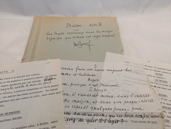 Προσωπικές σημειώσεις - Marcel Pagnol - Epreuve corrigée autographe signée de l’Acte 2 de Phaéton - 1926