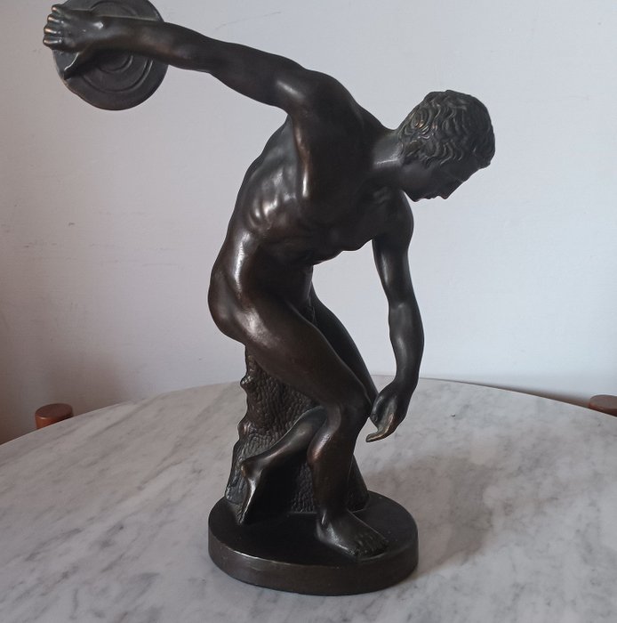 sculptuur, discobolo - 28 cm - Brons