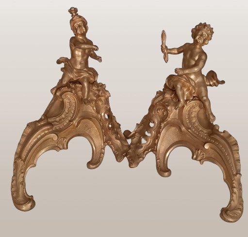 Kaminzubehör (2) - Bronze (vergoldet)