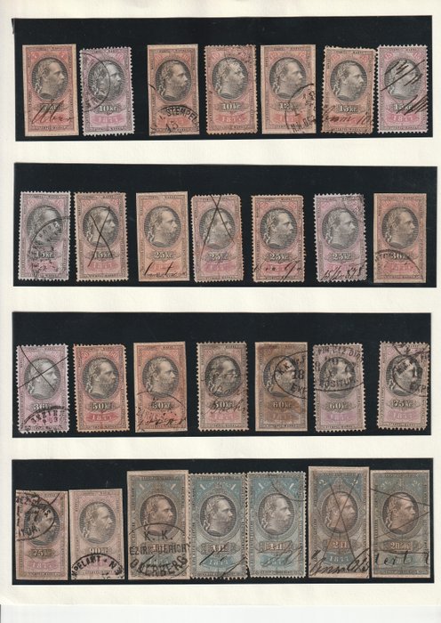 Oostenrijk 1850/1880 - Partij fiscaalzegels op bladen.