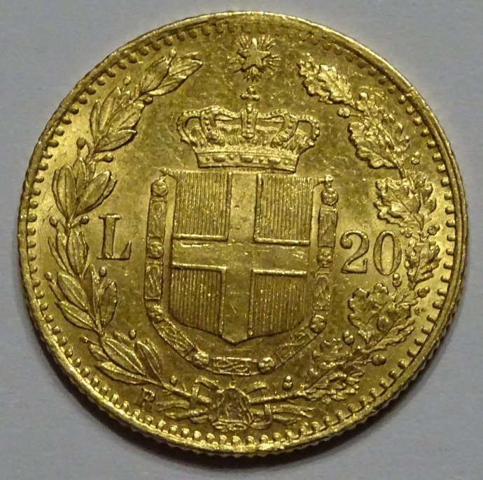 Italien, kungariket Italien. Umberto I di Savoia (1878-1900). 20 Lire 1882