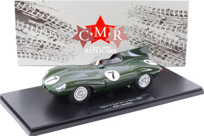 CMR Classic Model Replicars 1:18 - Modellino di auto da corsa -Jaguar D-Type Longnose #7 24h Le Mans 1955 - Rotoli/Hamilton