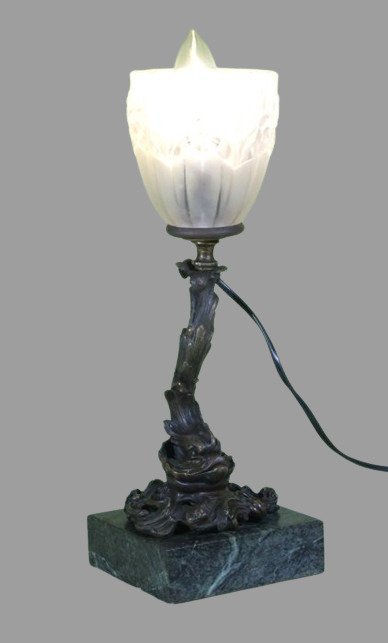 Lampe de table - Dauphin - Bronze, Marbre, Verre