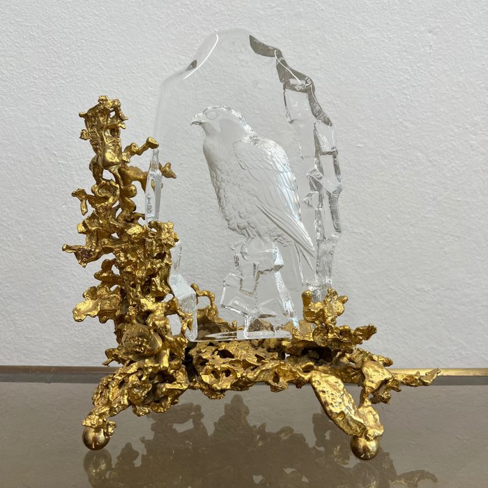 Claude Victor Boeltz - Sculpture, Coral - 28.5 cm - Crystal, Gilt bronze, Glass