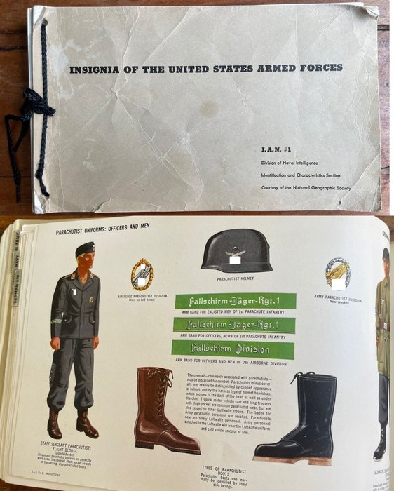 Germany / USA - Official US Army Restricted ''Handbook of Army Uniforms / Insignia'' - German - Luftwaffe - Kriegsmarine - Dutch Navy - US Army - Italian Navy - Afrikakorps - DAK - 1943