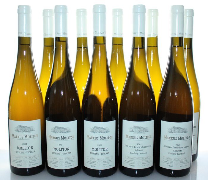 2001 Markus Molitor Riesling: Zeltinger Deutschherrenberg Kabinett medium dry + dry - Mosel - 10 Bottles (0.75L)