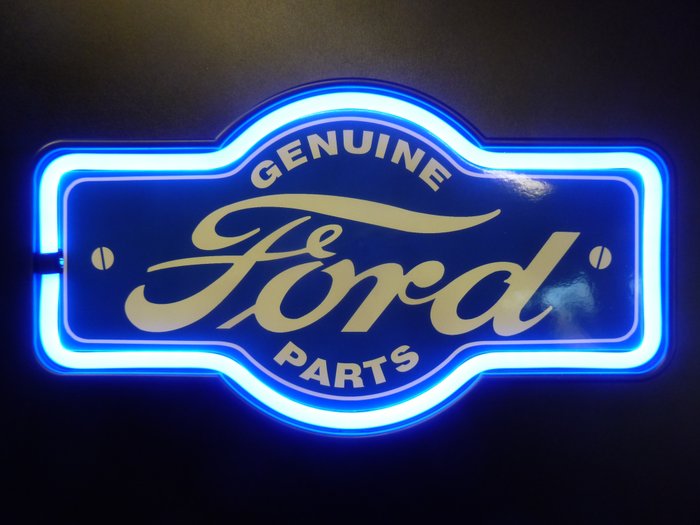 Ford - 照明標誌 - 原廠福特發光標誌美國進口霓虹燈塑膠 LED 廣告野馬配件 - 塑膠