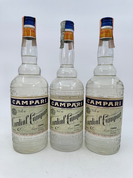 Campari - Cordial Campari  - b. Années 1980, Années 1990 - 70cl, 75cl - 3 bouteilles