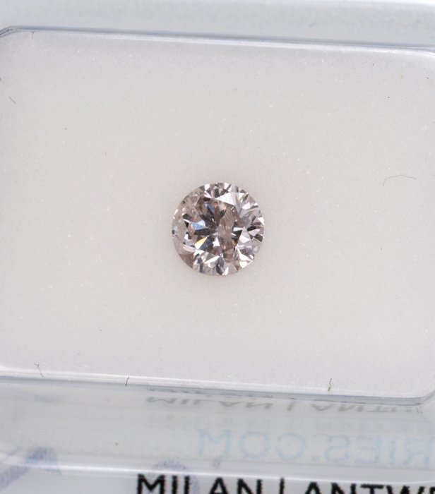1 pcs Gyémánt - 0.30 ct - Kerek, Ideális vágás, nincs tartalék - világos rózsaszín - I1