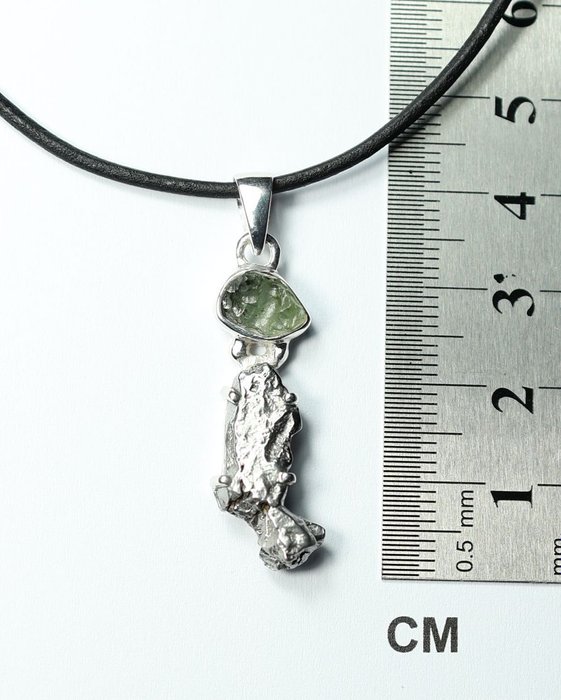 Meteorit Campo del Cielo / Moldavit / 925 Sterling Silber / neu - 4.52 g - (1)