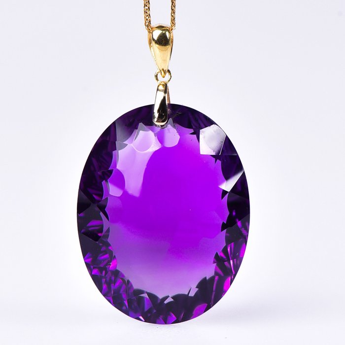 无底价 - 天然紫水晶和金链 - 高品质作品- 3.96 g