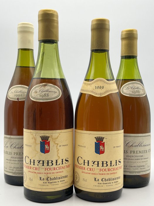1988 x 3 & 1992 La Chablisienne "Fourchaume" - 夏布利 1er Cru - 4 瓶 (0.75L)