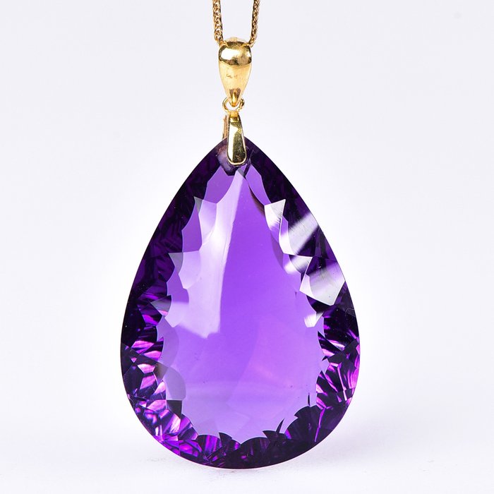 无底价 - 天然紫水晶和金链 - 高品质作品- 4.58 g