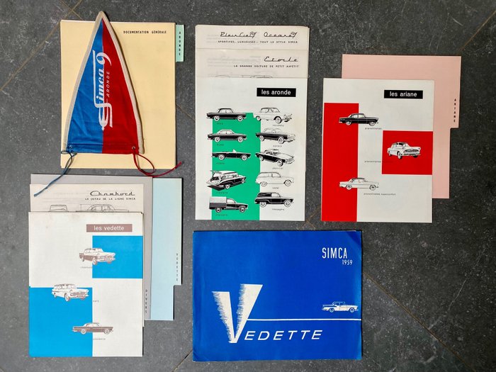 Libri + gagliardetto - Simca - Vedette + documentations générale pour les garages - 1959