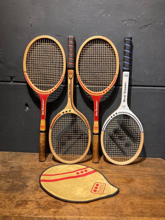4 tennis rackets Rucanor - Ash and walnut wood - Tennis racket 