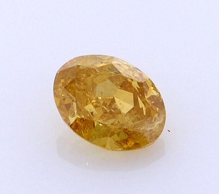 1 pcs 钻石 - 1.16 ct - 椭圆形 - 深彩黄带橙 - 证书上未提及