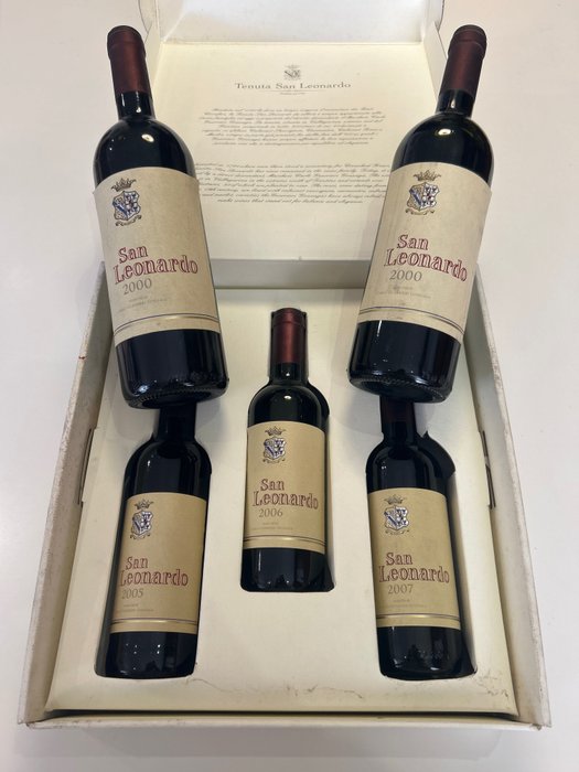 2005, 2006, 2007 (half bottles) & 2000 x2 Tenuta San Leonardo, San Leonardo - Trentin-Haut-Adige - 5 Bottles(2x75cl, 3x 37,5cl)