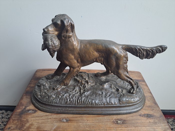 Jules Moigniez (1835-1894) - 雕像, jachthond - 15 cm - 粗鋅