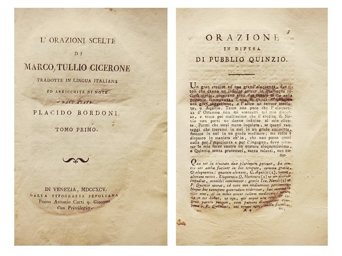 Cicerone Marco Tullio - L'Orazioni scelte di Marco Tullio Cicerone - 1795