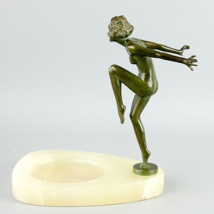 Joseph Lorenzl - 雕像, Joyful dancer - 23 cm - 銅（生綠銹） - 1925