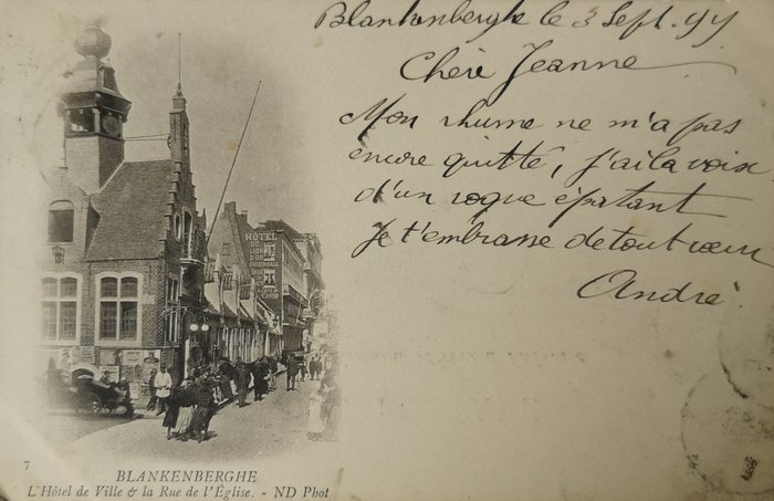 比利時 - 城市和景觀, 科特島 - 海岸多奧斯坦德 - 布蘭肯貝赫 - 德帕內 - 明信片 (174) - 1899-1960
