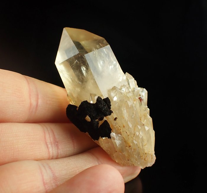 Catherdal Citrin Krystaller med Goethite - Højde: 65 mm - Bredde: 32 mm- 61 g