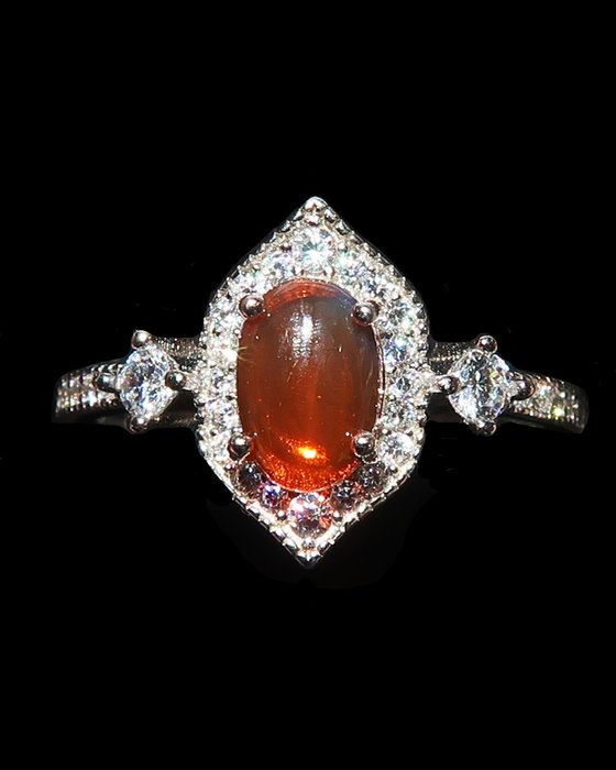 Eldopal - Silver, Faith Ring - Fire Opal - Höjer vibrationsfrekvensen - Symbol för sanning och renhet - Ring