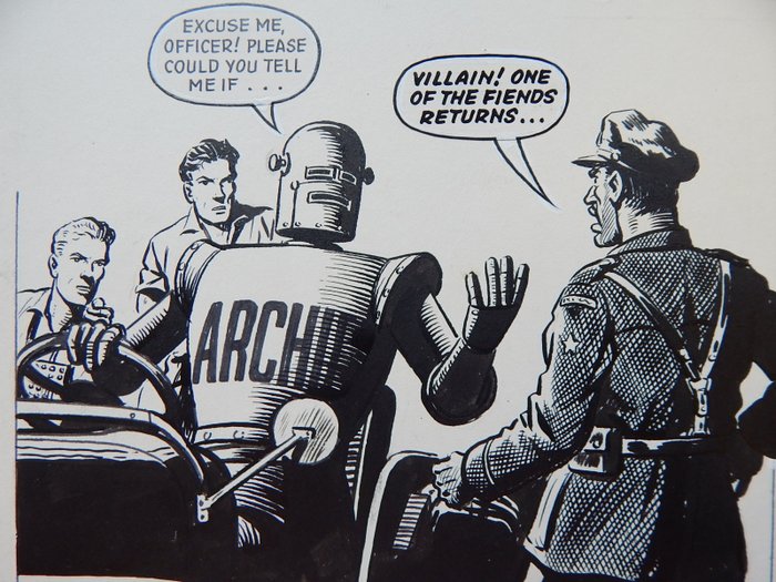 Kearon, Edward - 1 Original page - Archie de man van staal - Archie and the Manece of the Golden Men - 1965