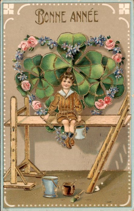 Fantasie, Neujahr - Postkarte (96) - 1900-1960
