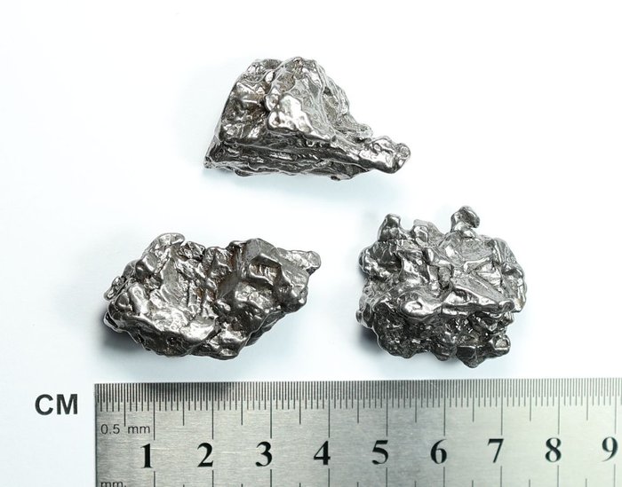 3 x 隕石 Campo del Cielo 粗鐵八面體，IAB 型 - 93.4 g - (3)
