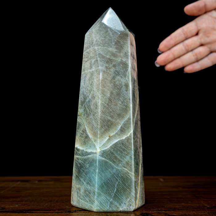 Natural First Quality Sparkling Garnirite ‘Green’ Moon Rock Obelisk- 1149.06 g