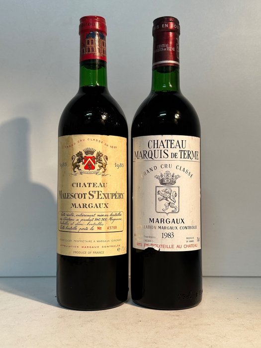 1983 Chateau Malescot-St-Exupery & 1983 Chateau Marquis de Terme - Margaux Grand Cru Classé - 2 Bottles (0.75L)