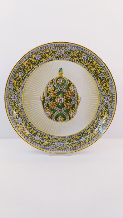 Tányér - House of Fabergé/ Franklin Mint plate with genuine ruby - Aranyozott, Porcelán, rubin