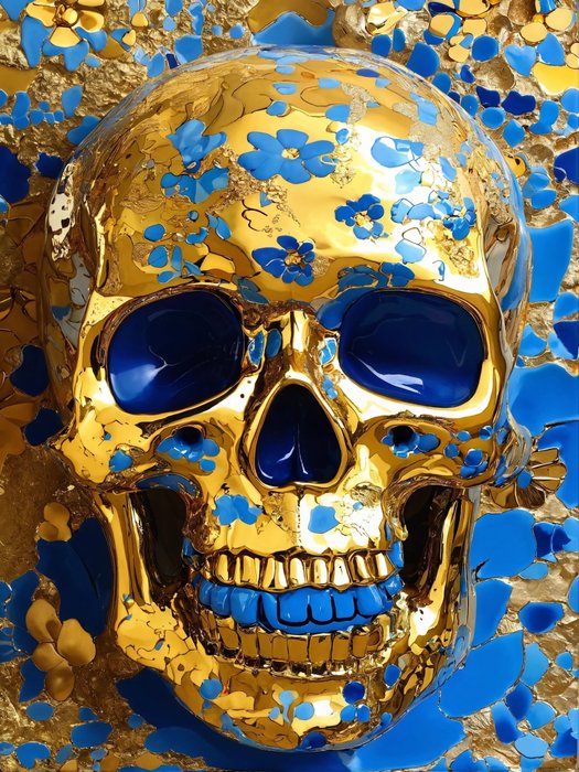Dead Head (1972) - Gold Blue Teeth Skull (Oeuvre unique)