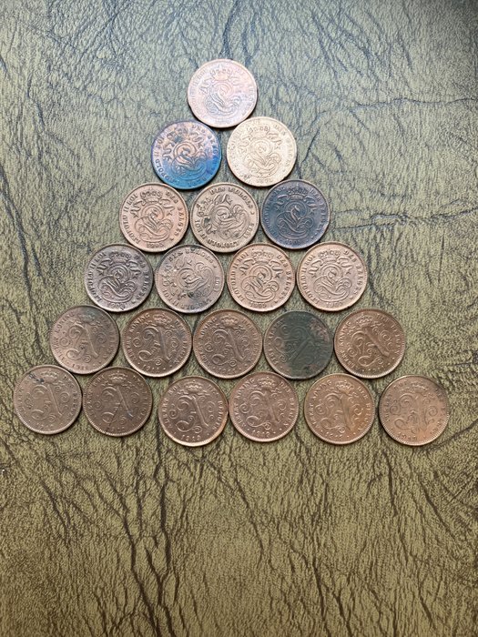 比利时. 2 Cents 1870-1919 (21x)  (没有保留价)