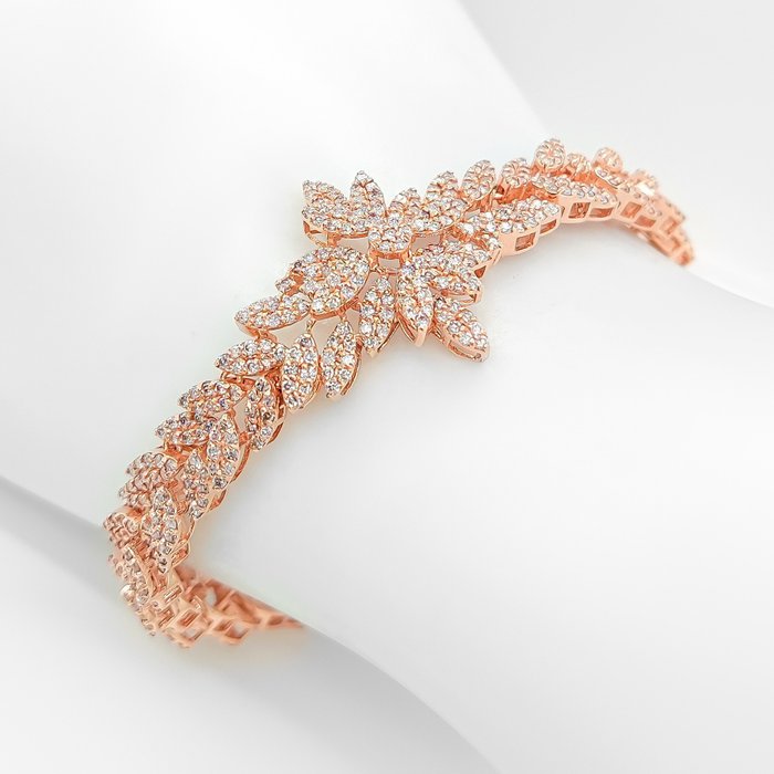 Sem preço de reserva - 4.83 Carat Pink Diamonds - Bracelete - 14 K Ouro rosa 