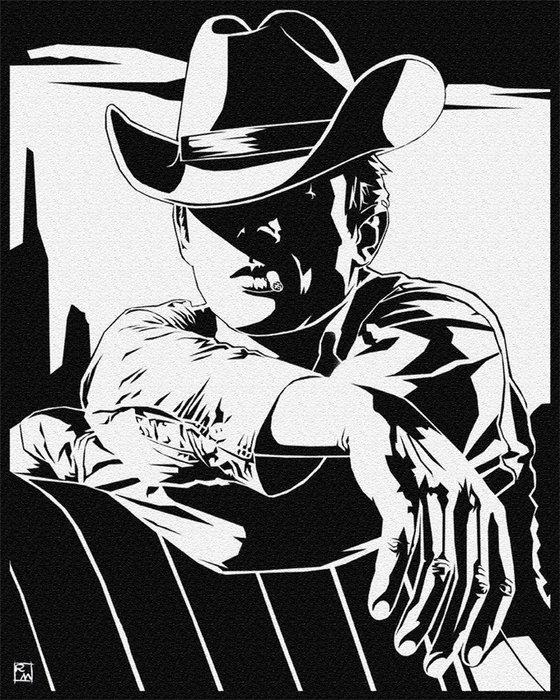 James Dean "GIGANTE" by RM - Retrato Tribute en tinta negra - (Litografía  Comic Big Size XL)