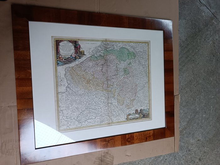 欧洲, 地图 - 比利时; Homann - Arena Martis In Belgio - Mappa antica del Belgio autore I.B. Homann - 1761-1780