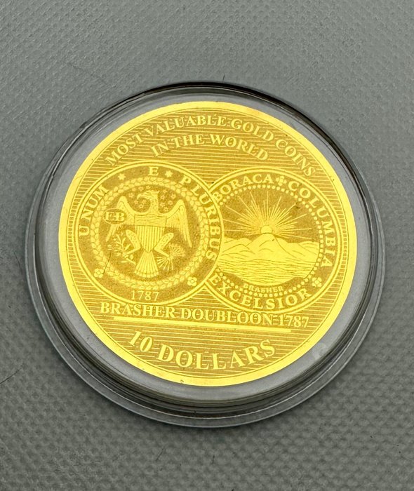 Salomonöarna. 10 Dollars 2017 USA Brasher Doubloon 1787, 1/100 Oz (.999) Proof  (Utan reservationspris)