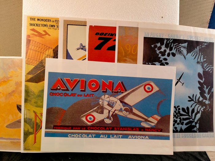 Archivie Collection - Souvenirs de compagnies aériennes et d'aéroports - Collection de 14 affiches copies d'originaux - 1980-1990