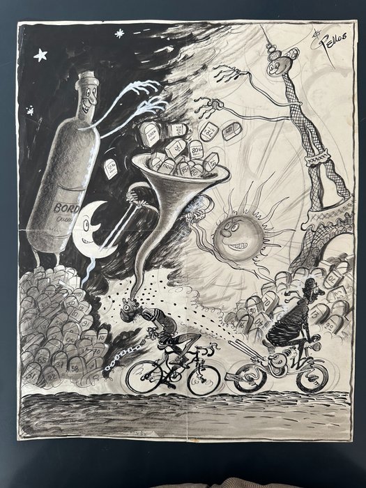 Pellos, René - 1 Original page - Mirroir du Cyclisme - Planche 24 - (années 1950)
