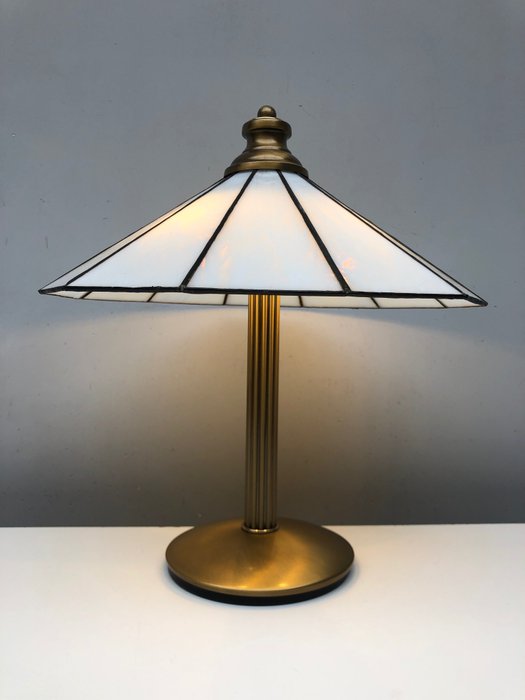 EF Frantzen - Bordlampe - Farget glass, Messing