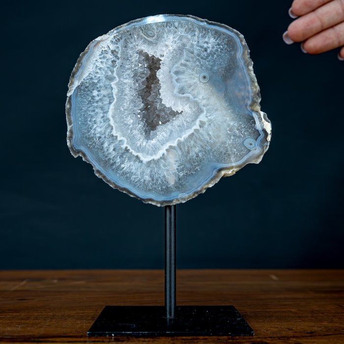 Natural Cut Geode Agate On Stand- 572.47 g
