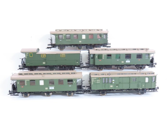 Fleischmann H0 - 5067/5060/5061/5062/5063 - Vagón de tren de pasajeros a escala (5) - 5 Vagones de viajeros de 1.ª clase, incluido el transporte de equipaje - DB